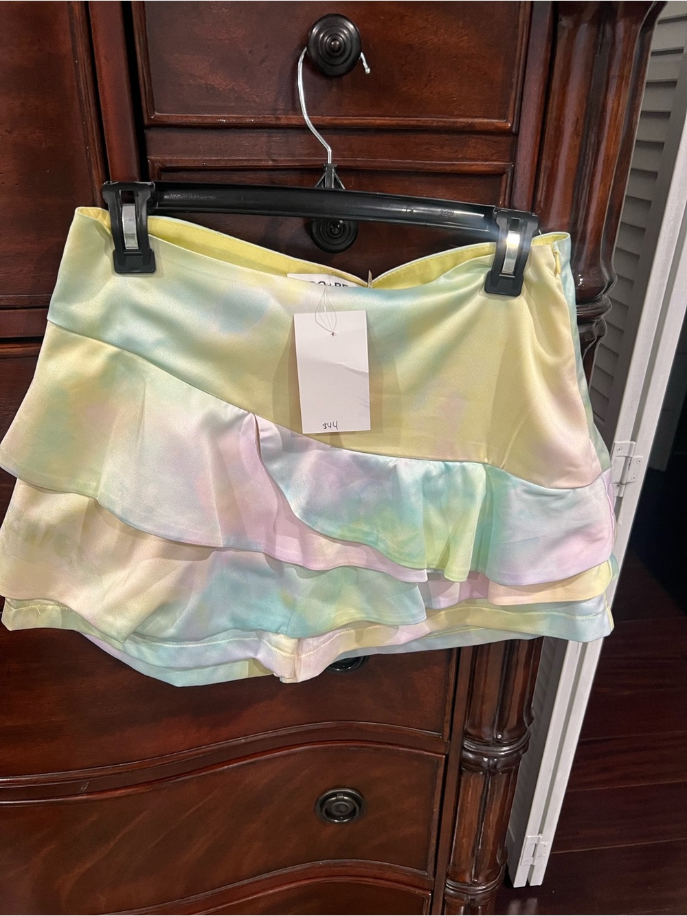DO+BE Pastel Watercolor Ruffle Mini Skort- Yellow, Pink, Blue, Mint